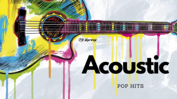 an acoustic guitar with text Acoustic pop hits